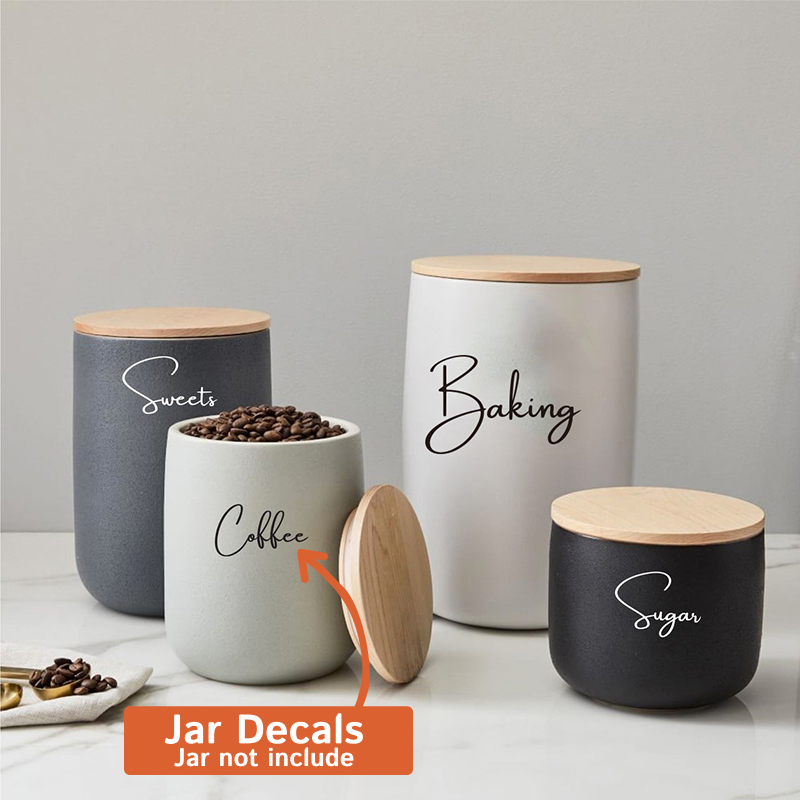 Kitchen Baking Canisters - ملصق مائي فقط 8 قطع من