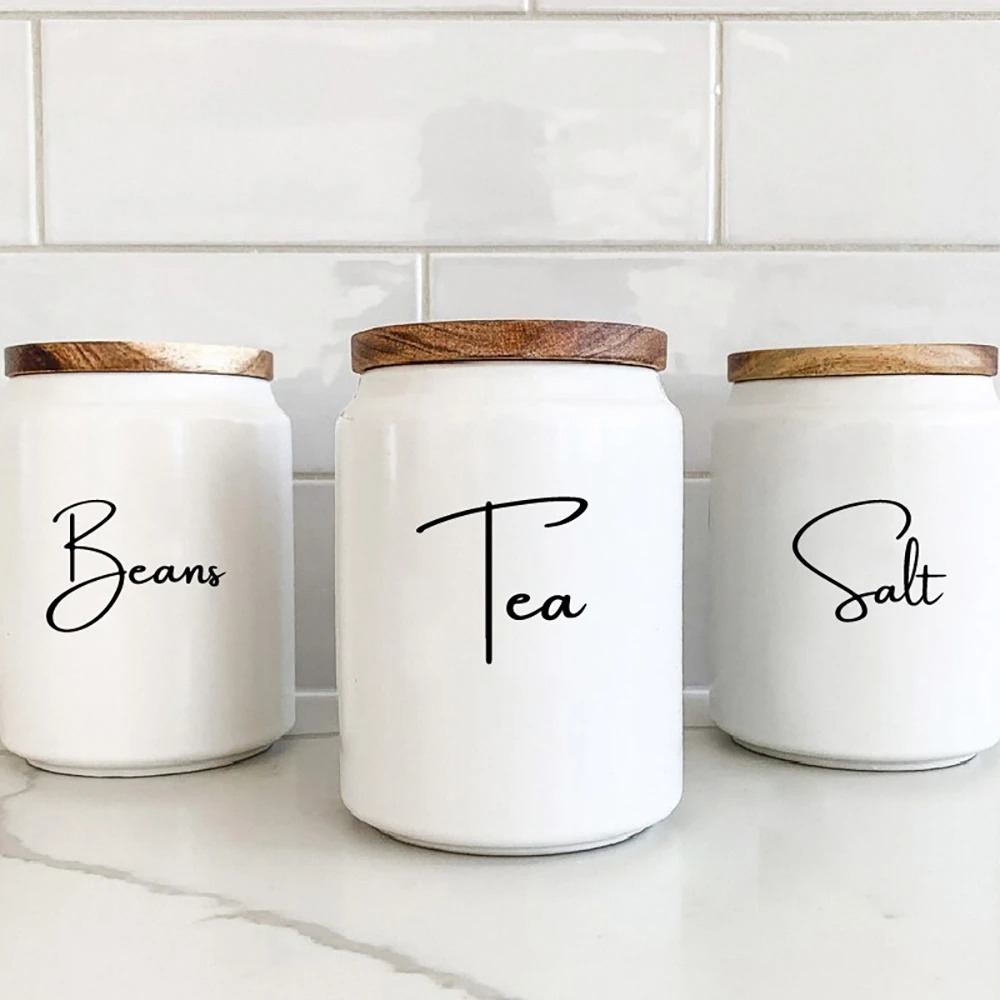 Kitchen Baking Canisters - ملصقات لتنظيم المطبخ، ملصقات مقاومة للماء