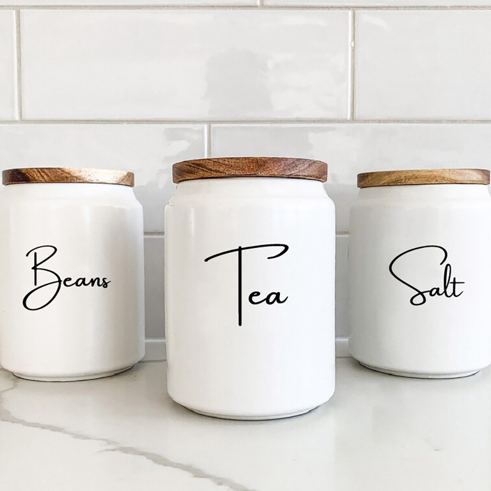 Kitchen Baking Canisters - منظم المطبخ علبة جرة تسميات ملصق
