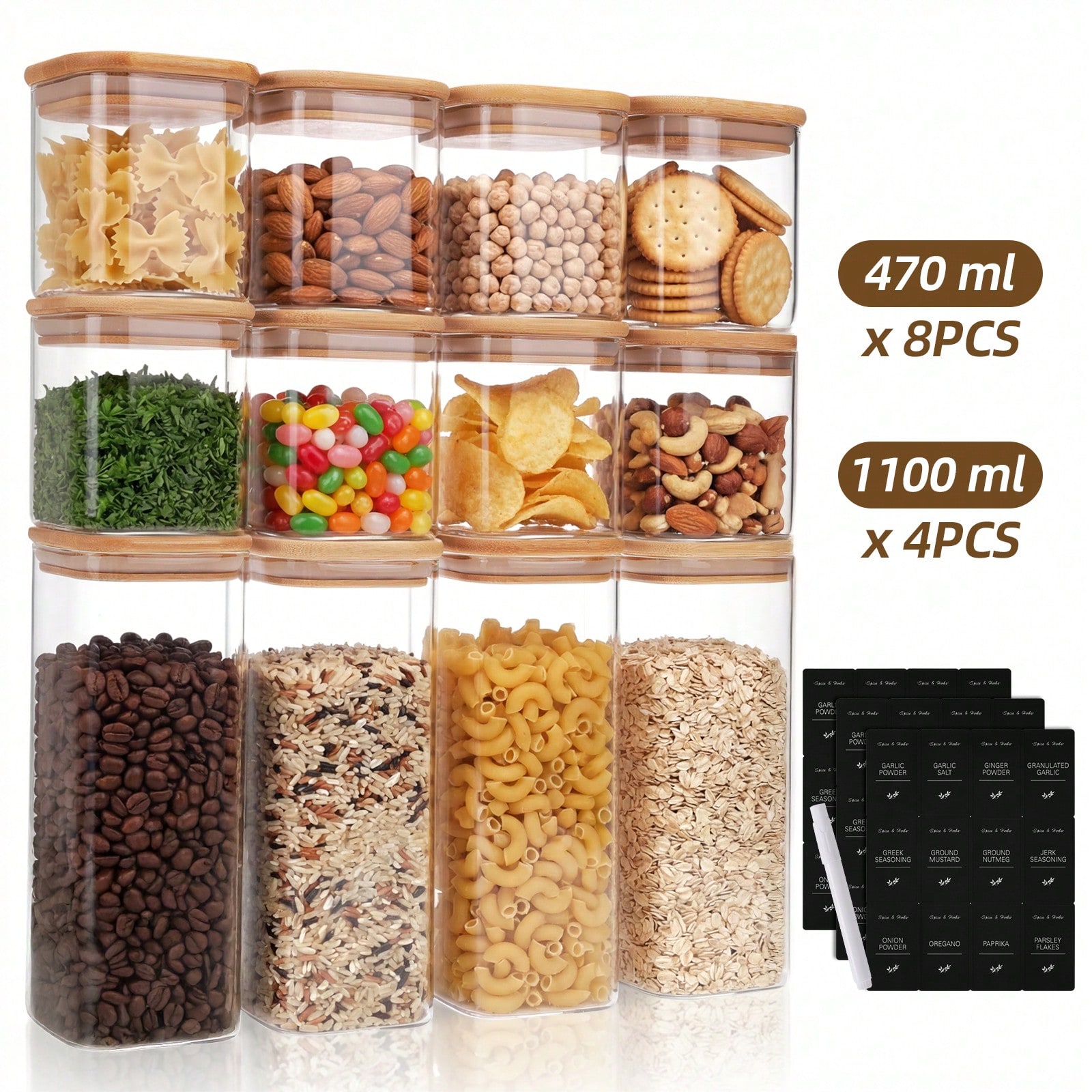 Kitchen Baking Canisters - تومنك 12 قطعة من حاويات تخزين