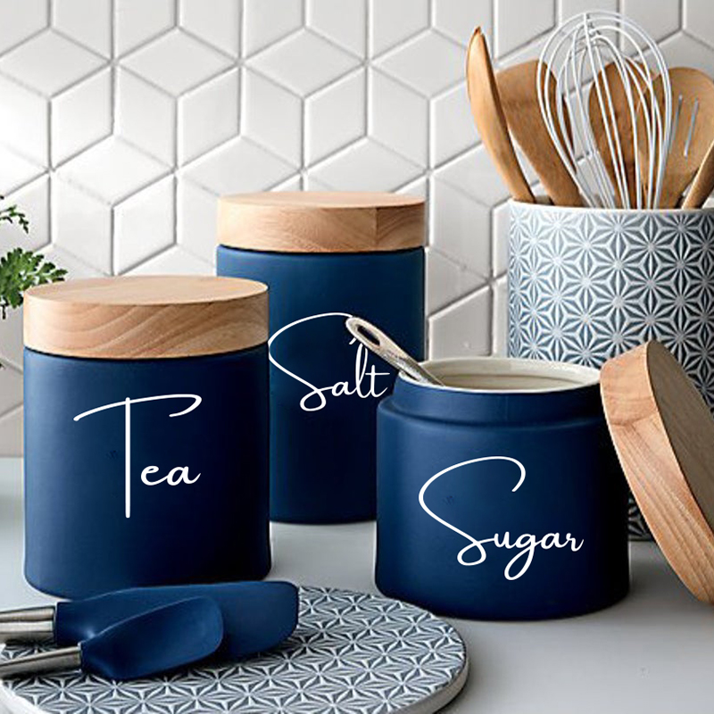 8 قطع من ملصقات جرة تنظيم المط - مراجعة Kitchen Baking Canisters وسعره