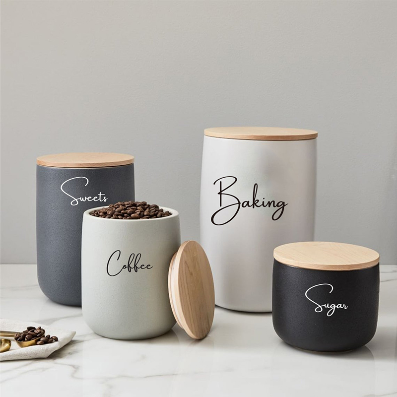 8 قطع من ملصقات جرة تنظيم المط - مراجعة Kitchen Baking Canisters وسعره