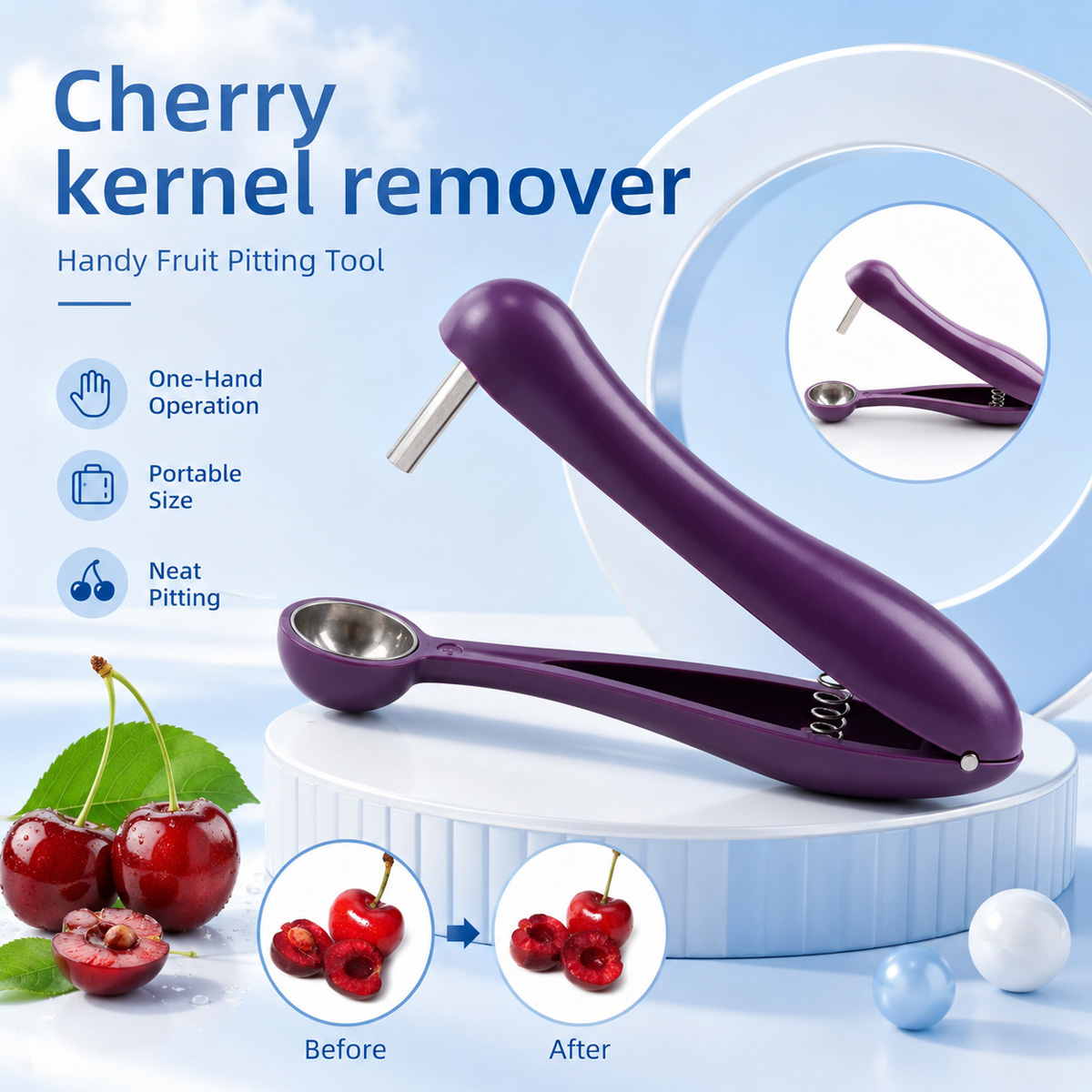 أداة يدوية لإزالة نوى الكرز وا - مراجعة Kitchen Baking Tools وسعره